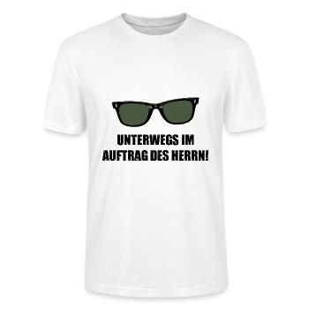 Unterwegs im Auftrage des Herrn - Blues Brüder - Stanley/Stella Unisex Bio-T-Shirt CRAFTER - Weiß - Vorne - Alina (178cm) & Michal (187cm)