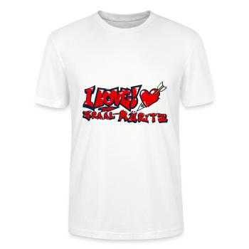 I love Graal-Müritz Graffiti - Stanley/Stella Unisex Bio-T-Shirt CRAFTER - Weiß - Vorne - Alina (178cm) & Michal (187cm)