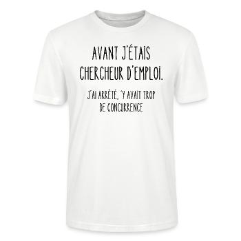 avant j'étais chercheur d'emploi - T-shirt bio CRAFTER Stanley Stella Unisexe - blanc - Devant - Alina (178cm) & Michal (187cm)