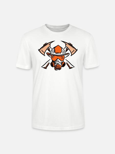 Brandmandslogo. Brandmand hjelm akser. - Stanley Stella CRAFTER unisex økologisk-T-shirt - hvid