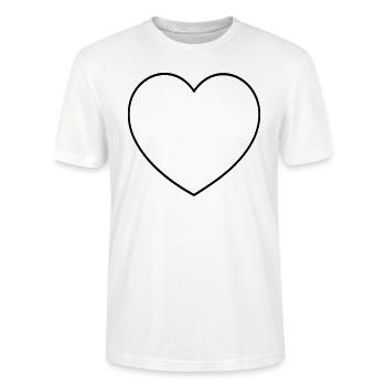 Personalisierbares Herz Aussenlinie Outline Herzen - Stanley/Stella Unisex Bio-T-Shirt CRAFTER - Weiß - Vorne - Alina (178cm) & Michal (187cm)