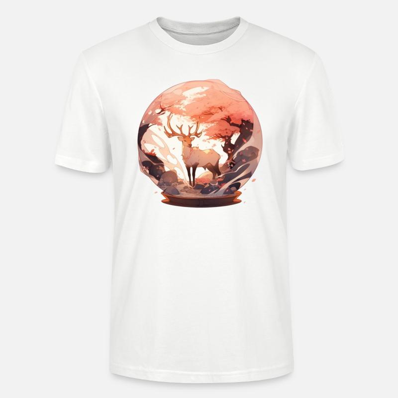 Der Herbsthirsch - Schneekugel Version - Stanley/Stella Unisex Bio-T-Shirt CRAFTER - Weiß