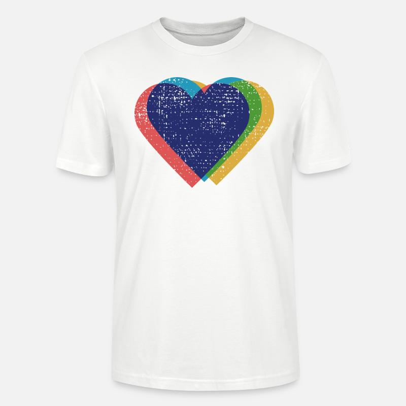 Herzen bunt Risograph - Stanley/Stella Unisex Bio-T-Shirt CRAFTER - Weiß