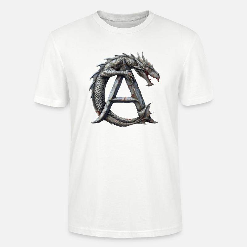 Buchstabe "A" im Drachendesign. - Stanley/Stella Unisex Bio-T-Shirt CRAFTER - Weiß