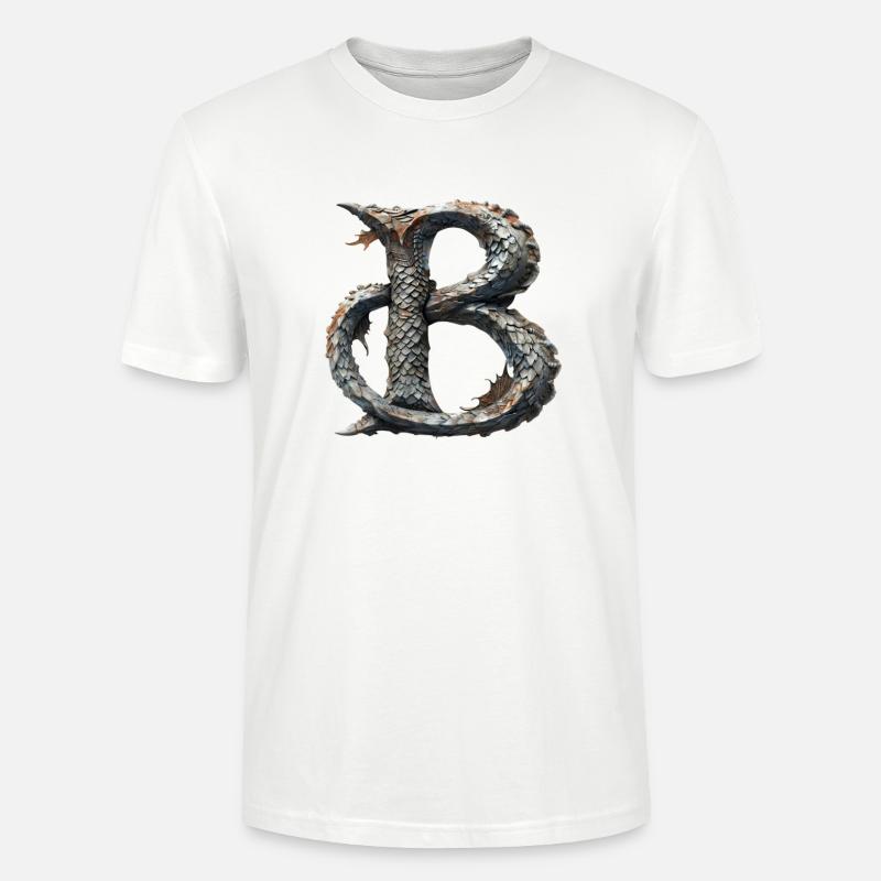 Buchstabe "B" im Drachendesign. - Stanley/Stella Unisex Bio-T-Shirt CRAFTER - Weiß