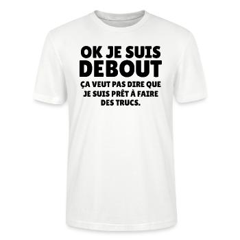 ok je suis debout - T-shirt bio CRAFTER Stanley Stella Unisexe - blanc - Devant - Alina (178cm) & Michal (187cm)