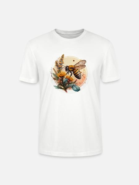 Honig Biene Blumen Aquarell - Stanley/Stella Unisex Bio-T-Shirt CRAFTER - Weiß