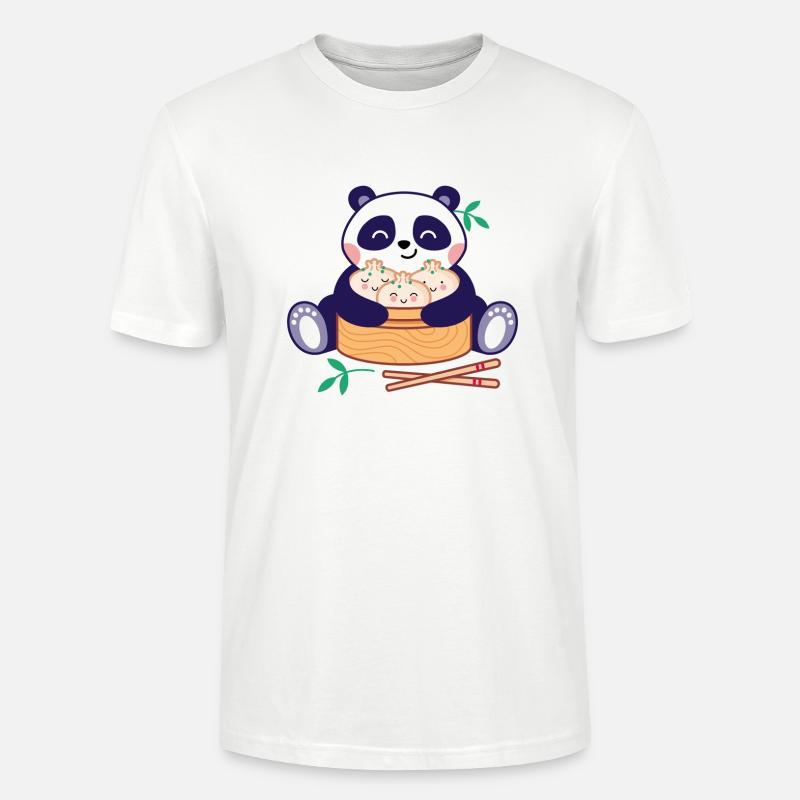 Panda mit Dim Sum - Stanley/Stella Unisex Bio-T-Shirt CRAFTER - Weiß