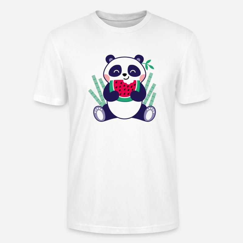 Panda à la pastèque - T-shirt bio CRAFTER Stanley Stella Unisexe - blanc