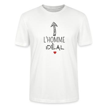 L'Homme Idéal coeur - T-shirt bio CRAFTER Stanley Stella Unisexe - blanc - Devant - Alina (178cm) & Michal (187cm)