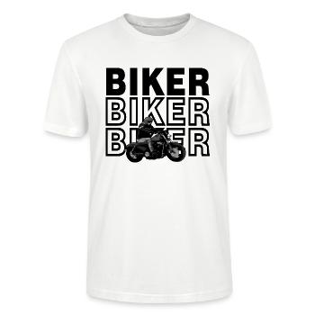 Biker (Black and White) - T-shirt bio CRAFTER Stanley Stella Unisexe - blanc - Devant - Alina (178cm) & Michal (187cm)