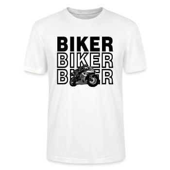 Sport Biker (Black and White) - T-shirt bio CRAFTER Stanley Stella Unisexe - blanc - Devant - Alina (178cm) & Michal (187cm)