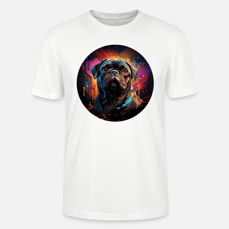Mops farbenfroh - Stanley/Stella Unisex Bio-T-Shirt CRAFTER - Weiß