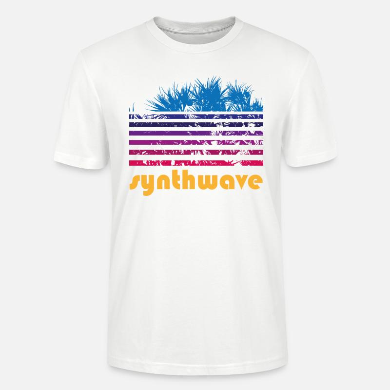 synthwave pandanus - T-shirt bio CRAFTER Stanley Stella Unisexe - blanc