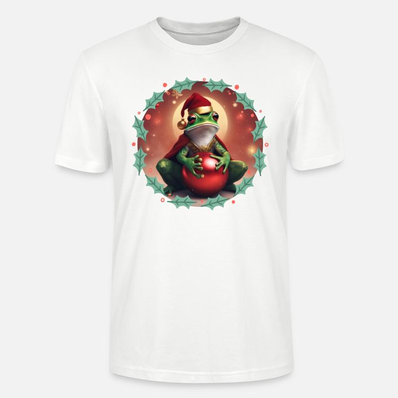 Frosch mit Weihnachtskugel 2 - Stanley/Stella Unisex Bio-T-Shirt CRAFTER - Weiß
