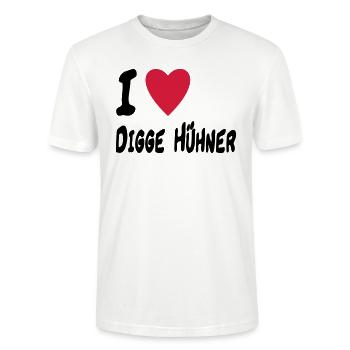 i love digge huehner - Stanley/Stella Unisex Bio-T-Shirt CRAFTER - Weiß - Vorne - Alina (178cm) & Michal (187cm)