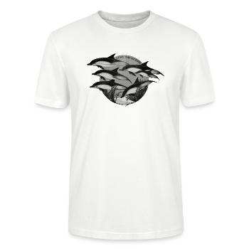 Save the Ocean - Delfine schwarz/weiss - Stanley/Stella Unisex Bio-T-Shirt CRAFTER - Weiß - Vorne - Alina (178cm) & Michal (187cm)