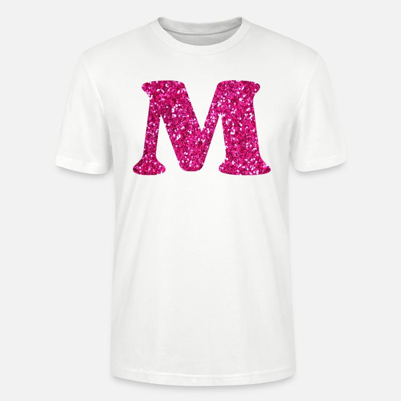 Buchstabe M Rosa Glitzer - Stanley/Stella Unisex Bio-T-Shirt CRAFTER - Weiß