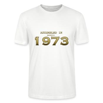 Assemblé en mars 1973 - T-shirt bio CRAFTER Stanley Stella Unisexe - blanc - Devant - Alina (178cm) & Michal (187cm)