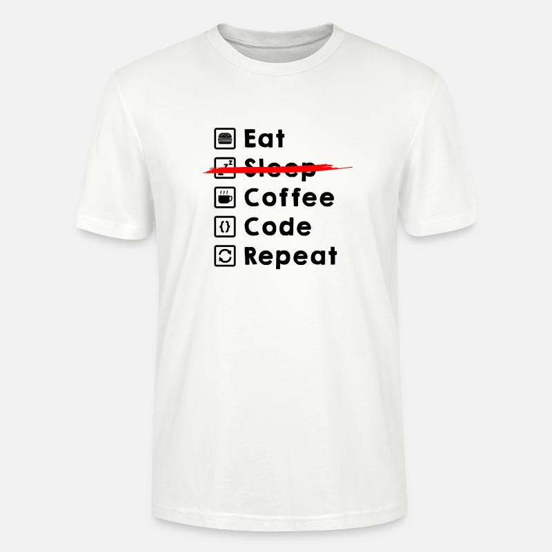 Eat Coffee Code Repeat - T-shirt bio CRAFTER Stanley Stella Unisexe - blanc