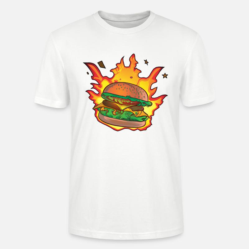 Burning Burger / Cheeseburger - Stanley/Stella Unisex Bio-T-Shirt CRAFTER - Weiß