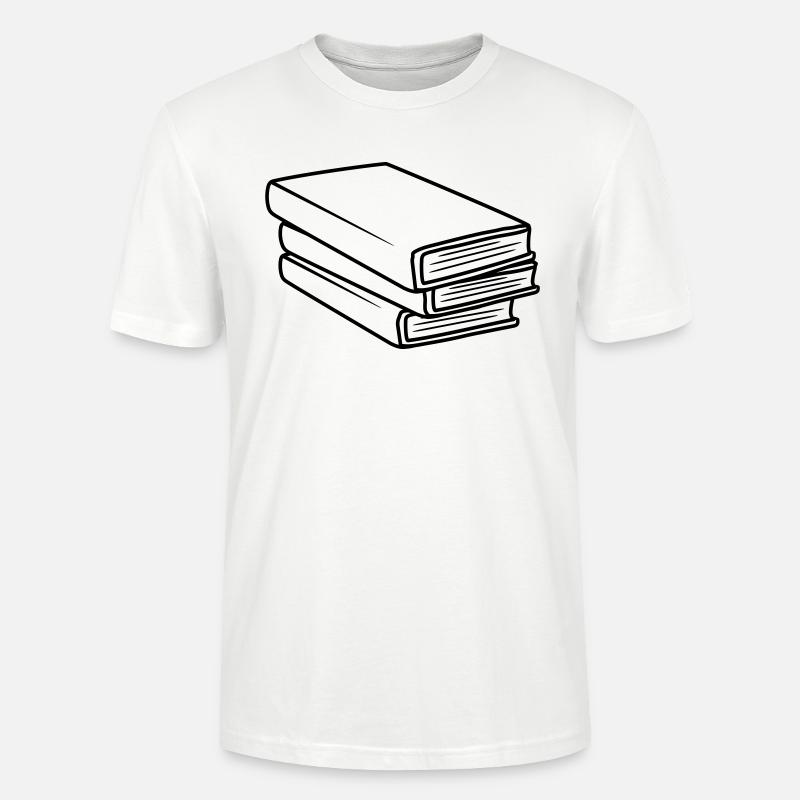 Gestapelte Bücher Comic Design - Stanley/Stella Unisex Bio-T-Shirt CRAFTER - Weiß