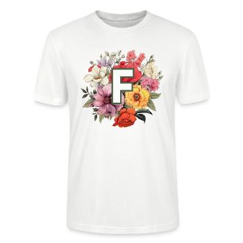 Bouquet de monogramme F - T-shirt bio CRAFTER Stanley Stella Unisexe - blanc - Devant - Alina (178cm) & Michal (187cm)