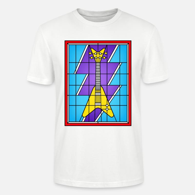 Buntglasgelbe E-Gitarre - Stanley/Stella Unisex Bio-T-Shirt CRAFTER - Weiß