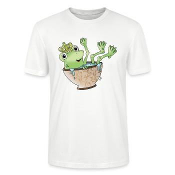Grenouille grenouille roi couronne coupe de la couronne vert - T-shirt bio CRAFTER Stanley Stella Unisexe - blanc - Devant - Alina (178cm) & Michal (187cm)
