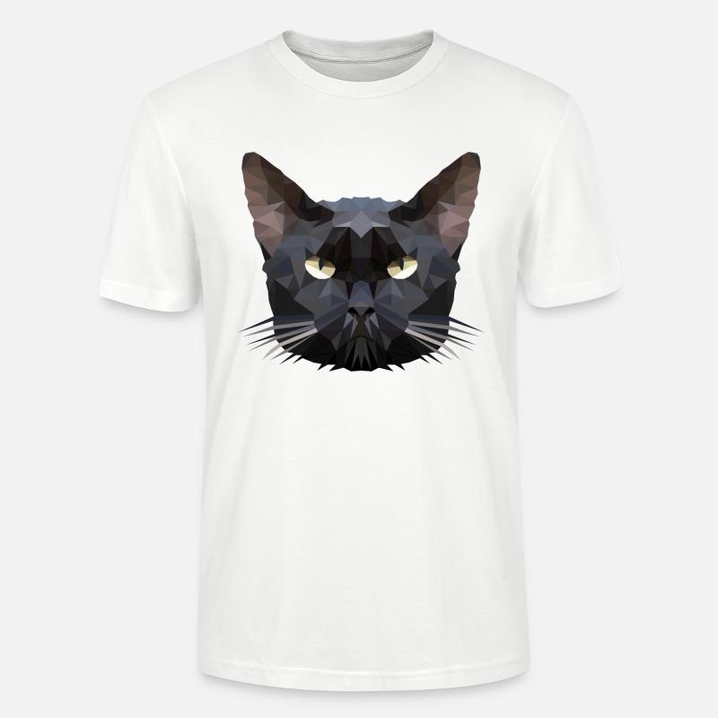 Chat tête de chat polygone - T-shirt bio CRAFTER Stanley Stella Unisexe - blanc