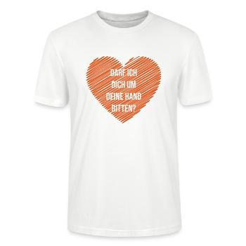 Kreativer Heiratsantrag - Stanley/Stella Unisex Bio-T-Shirt CRAFTER - Weiß - Vorne - Alina (178cm) & Michal (187cm)