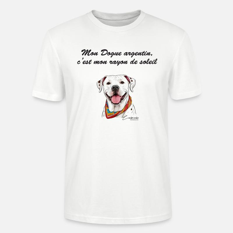 Dogue argentin rayon de soleil - T-shirt bio CRAFTER Stanley Stella Unisexe - blanc