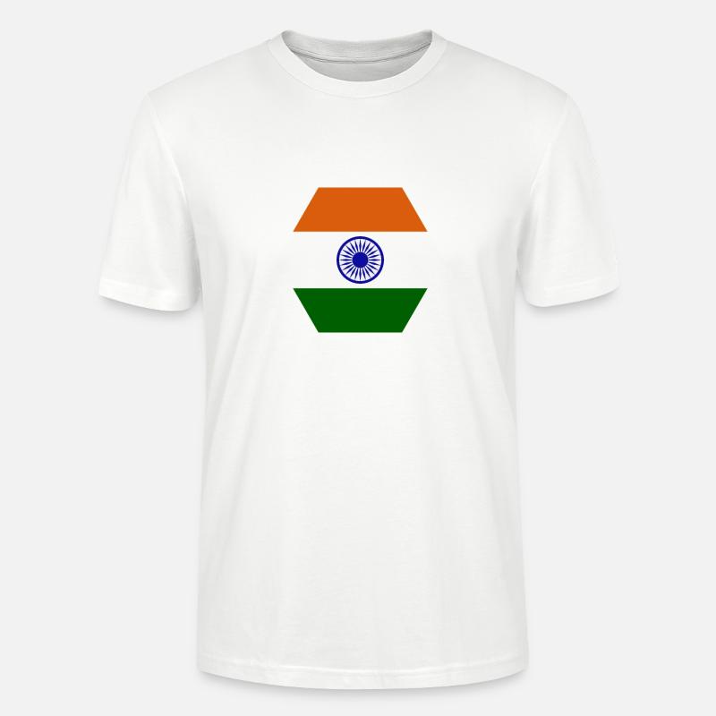 drapeau de l'Inde - T-shirt bio CRAFTER Stanley Stella Unisexe - blanc