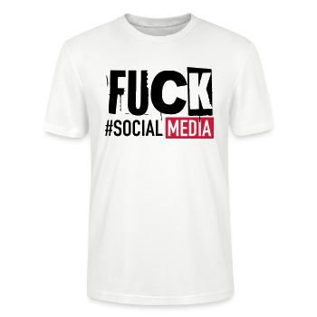 #FUCK SOCIAL MEDIA - Stanley/Stella Unisex Bio-T-Shirt CRAFTER - Weiß - Vorne - Alina (178cm) & Michal (187cm)
