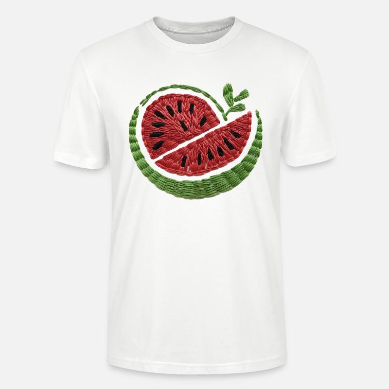 Gestickte Wassermelone - Stanley/Stella Unisex Bio-T-Shirt CRAFTER - Weiß