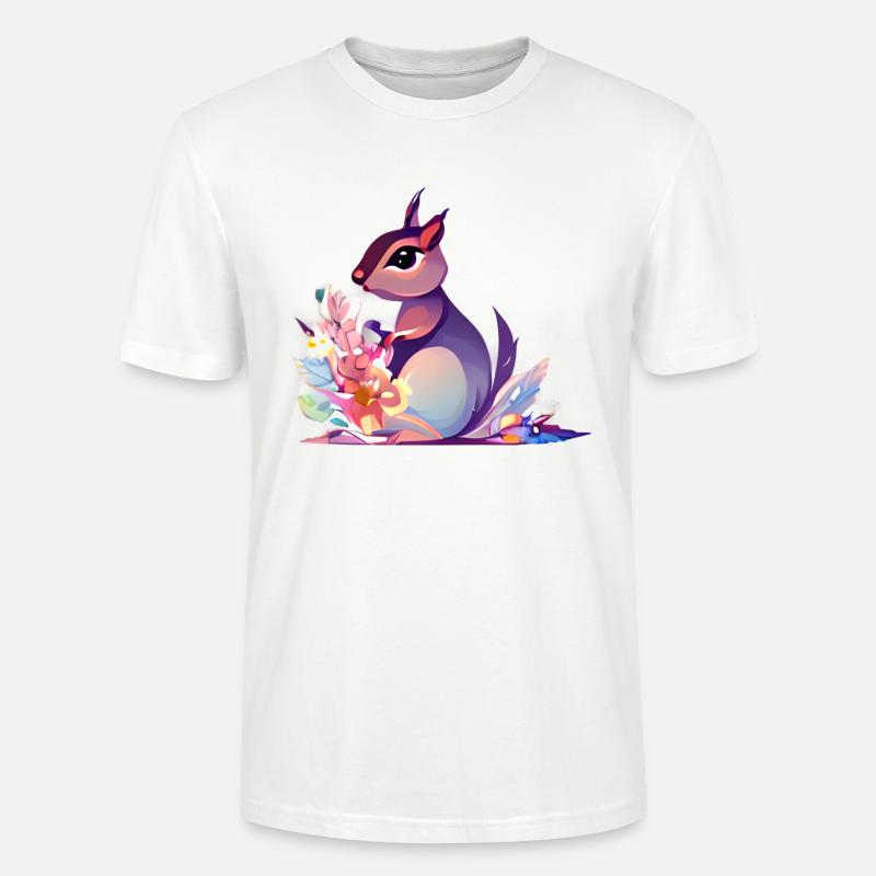 Süßes Eichhörnchen Blumen - Stanley/Stella Unisex Bio-T-Shirt CRAFTER - Weiß