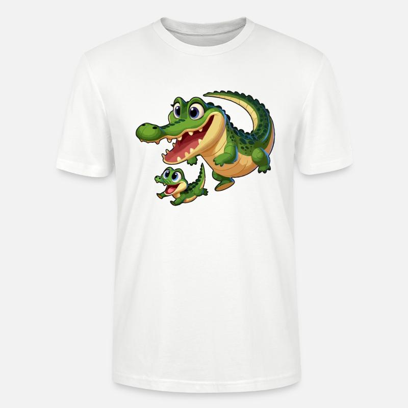 Krokodilmutter und Kind beim Herumtollen - Stanley/Stella Unisex Bio-T-Shirt CRAFTER - Weiß