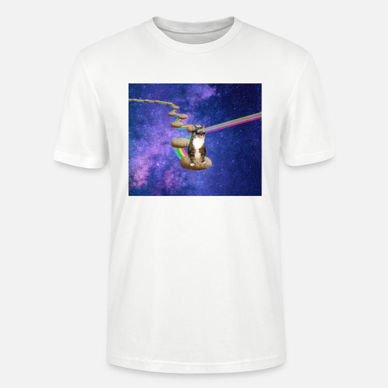 Mignon chat tigré dans l’espace - T-shirt bio CRAFTER Stanley Stella Unisexe - blanc