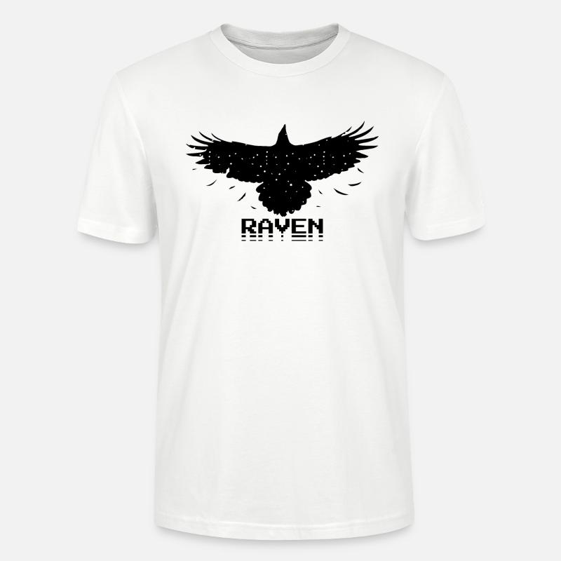 Raven Retro Pixel Style - Stanley/Stella Unisex Bio-T-Shirt CRAFTER - Weiß