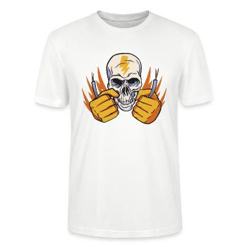Métier d’électricien Design - T-shirt bio CRAFTER Stanley Stella Unisexe - blanc - Devant - Alina (178cm) & Michal (187cm)