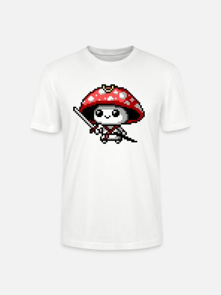 8bit Mushroom Samurai - Stanley/Stella CRAFTER Unisex Organic T-Shirt - white