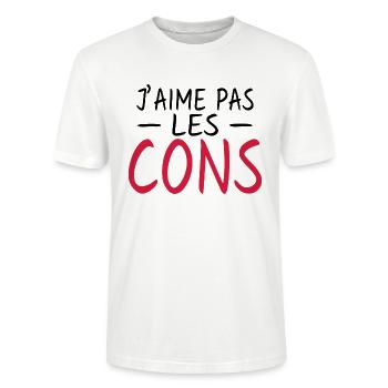 j'aime pas les cons - humour - T-shirt bio CRAFTER Stanley Stella Unisexe - blanc - Devant - Alina (178cm) & Michal (187cm)