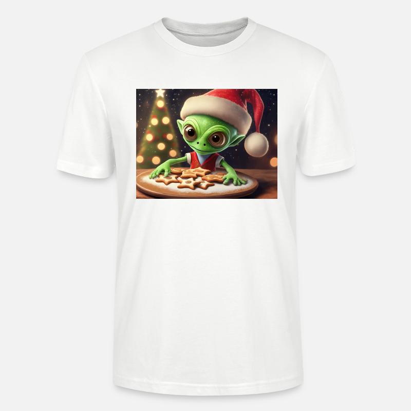 Alien trägt einen hässlichen Weihnachtspullover - Stanley/Stella Unisex Bio-T-Shirt CRAFTER - Weiß