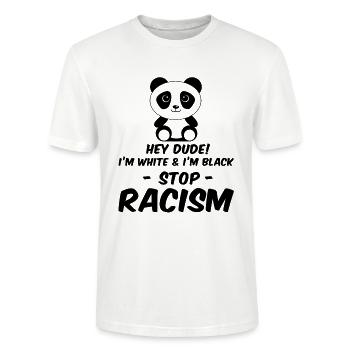 anti racism - Stanley/Stella CRAFTER Unisex Organic T-Shirt - white - Front - Alina (178cm) & Michal (187cm)