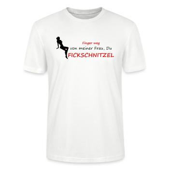 Finger weg von meiner Frau - Stanley/Stella Unisex Bio-T-Shirt CRAFTER - Weiß - Vorne - Alina (178cm) & Michal (187cm)