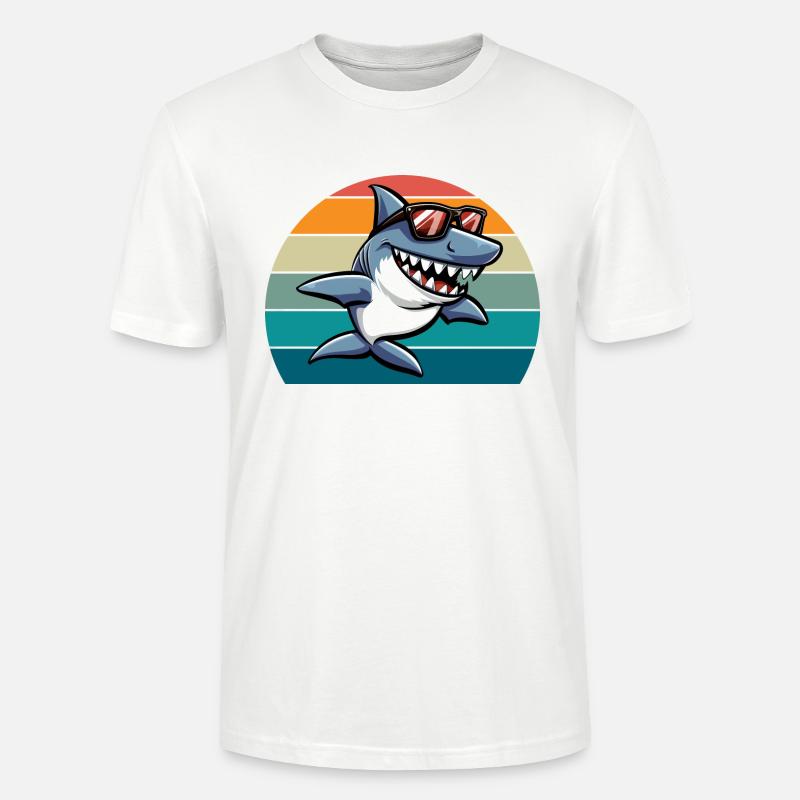 requin rétro drôle plage d’été - T-shirt bio CRAFTER Stanley Stella Unisexe - blanc