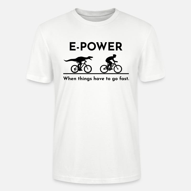 Velociraptor chasing e-biker - Stanley/Stella CRAFTER Unisex Organic T-Shirt - white
