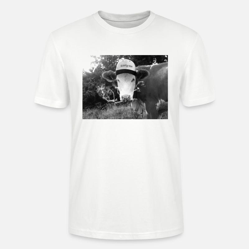 Bekiffte Kuh mit Spliff - Stanley/Stella Unisex Bio-T-Shirt CRAFTER - Weiß