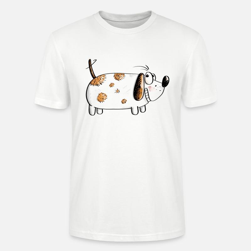 Dicker Lustiger Hund - Hunde Comic - Stanley/Stella Unisex Bio-T-Shirt CRAFTER - Weiß