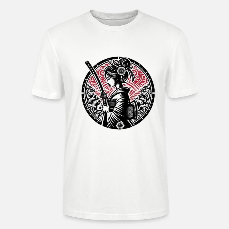 Samurai-Mädchen - Stanley/Stella Unisex Bio-T-Shirt CRAFTER - Weiß